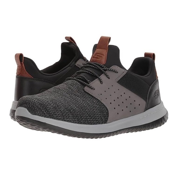 Skechers‎ Men's Delson Camben Sneakers, Black / Grey - Picture 1 of 9